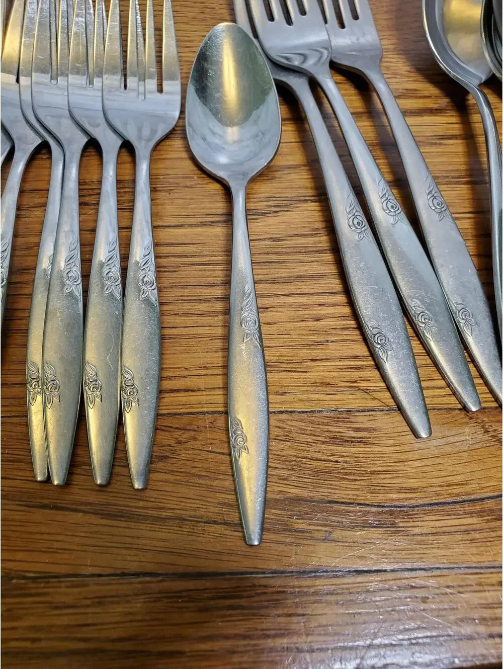 Rose duet, Oneida, Stainless flatware, 19 pieces, Silverware, mcm